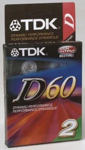TDK Iec I/type 1 D60 Dynamic Performance 60-MINUTE Cassette 2 Pack On Audio - Imagen 1 de 3