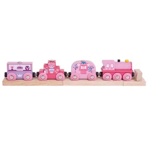 Bigjigs Rail Wooden Princess Train Locomotive Engine Carriages Compatible Pink - Bild 1 von 2