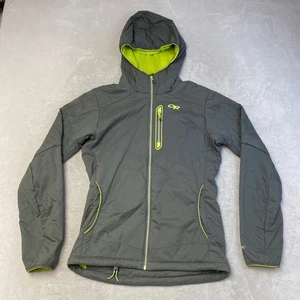 Outdoor Research Women S Grey Neon Insulated Hooded Jacket Polartec Microlight - Picture 1 of 10
