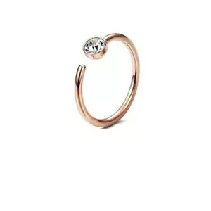 18g 20G CZ Gema Oro Rosa Acero Oreja Tragus Helix Daith Nariz Anillo Caracola Aro Abierto - Imagen 1 de 4