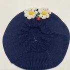 Zackali 4 Kids Knit Girls Hat Beret Blue Daisies Strawberries Size Medium
