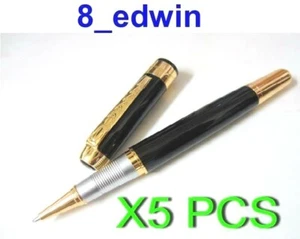 5 Units of Luxurious Gold Black Solid body Ink Roller Pens + A free Refill - Bild 1 von 3