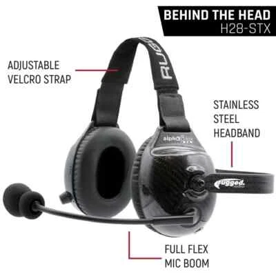 Rugged Radios AlphaBass Behind the Head Carbon Fiber Headset Offroad Electronics - Image 1 of 4