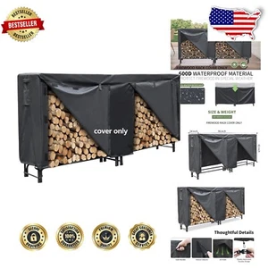 Outdoor Log Rack Cover - Collapsible, Waterproof Oxford Fabric, Black Finish - Picture 1 of 11