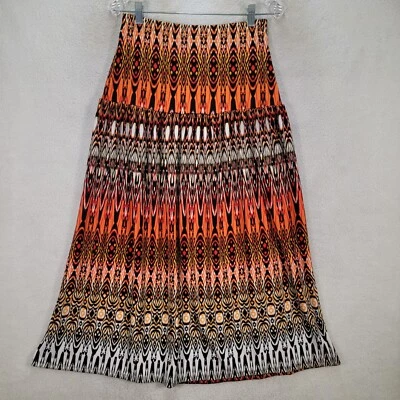 Falda Ashley Stewart Mujer Talla 12 Naranja Rayas Pull On Boho Fluida Moderna Maxi Foto 1 de 4