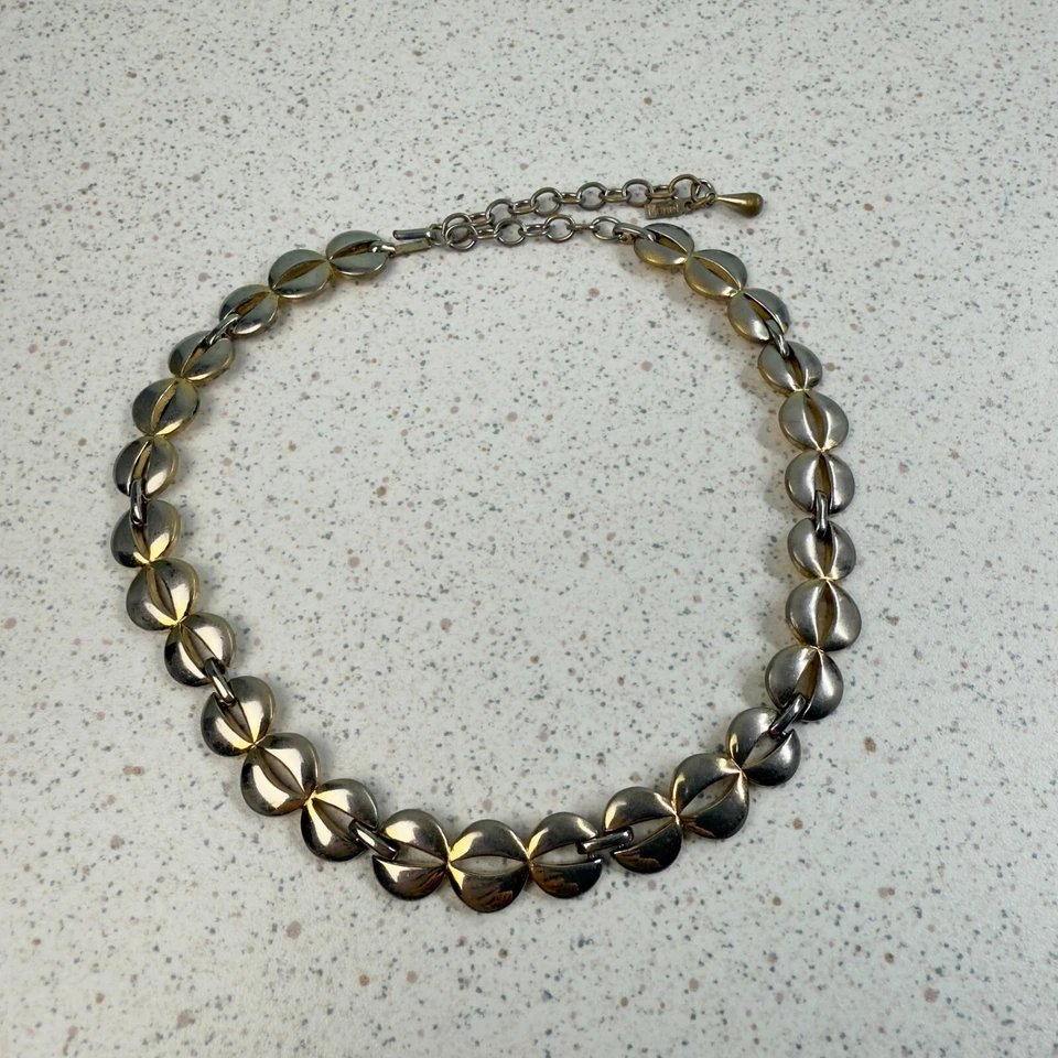 Vintage Monet Silver Tone Open Link 18" Long Choker Collar Necklace Foto 1 de 1