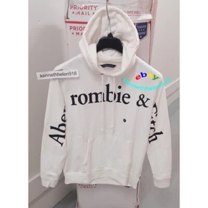 SUDADERA CON CAPUCHA ABERCROMBIE & FITCH LOGO EXPLOTADO BLANCO ROTO MUJER TALLA PEQUEÑA - Imagen 1 de 7