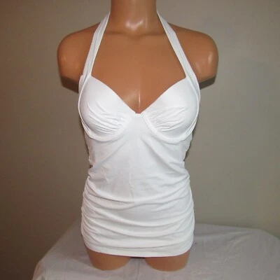 Tommy Bahama Pearl Solids UW Full Cvg Molded Cup Tankini Swim Top White S/C NWT - Image 1 of 4