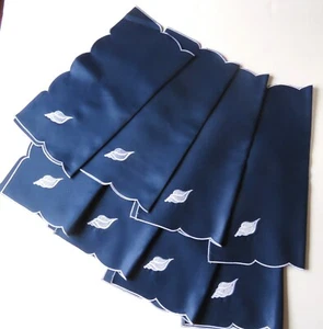 Juego de 8 servilletas de cena de poliéster azul oscuro con borde festoneado (4) - Imagen 1 de 2