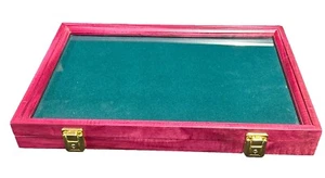 Exotic Purple Heart Wood Display Case 18 X 12 X 2” for Knives Arrowheads Relics - Picture 1 of 11