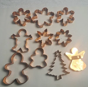 10 Piece Copper Cookie Cutter Lot. snowflakes tree angle snowman - Picture 1 of 9