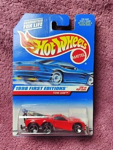 1997 Vintage Hot Wheels #658 First Editions 25/40 TOW JAM Red w/3 Spoke Malaysia - Picture 1 of 11
