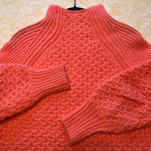 Neu Anthropologie strukturierter Pullover Stehkragen Strick Tunika Oberteil orange Größe SP - Bild 1 von 8