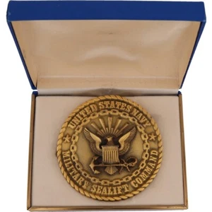 New Brass Military Sealift Command Msc Usn Navy Fleet NOS Vintage Belt Buckle - Picture 1 of 6