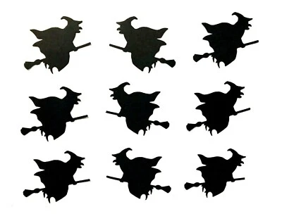 9 BRUJA ATERRADORA, BRUJAS VOLANDO UNA ESCOBA SILUETA TROQUELADO/CORTE, IMÁGENES PREDISEÑADAS Foto 1 de 3