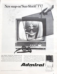 PRINT AD Admiral Sun Shield Portable Television TV 1967 10x12.5 Instant Play - Picture 1 of 1