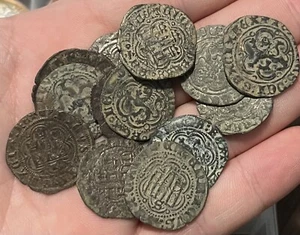RARE 1400s Blanca Spanish Colonial Silver Billon Old Coin Lion & Castle 1 Coin - Picture 1 of 2