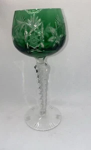 Nachtmann AJKA Bohemian Emerald Green HTF Cut Clear Crystal Wine Glass - Picture 1 of 8