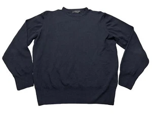 Men's Zara Man Long Sleeve 100% Wool Sweater Size Large Navy Blue - Picture 1 of 8