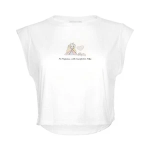 ADIBA designer White Emerald Princess Cropped Top/Tee/T-shirt Size M - Picture 1 of 3