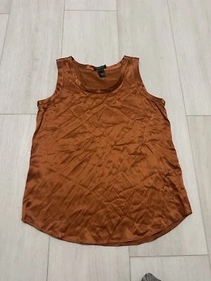 Camiseta sin mangas relajada Lafayette 148 Terra Cotta naranja seda talla S Foto 1 de 4