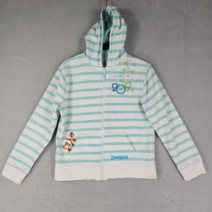 Disney Parks Sweatshirt Girls L Aqua Striped Full Zip Disneyland Minnie Mickey - Picture 1 of 20