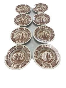 Alfred Meakin Fair Winds Historical Scenes Brown Transferware 9" Soup Bowl - Picture 1 of 5