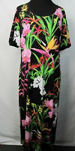 * G.I.L.I. Regular Kurzarm Kleid mit Seitenschlitzen - Schwarz Tropical Größe LP - Bild 1 von 10