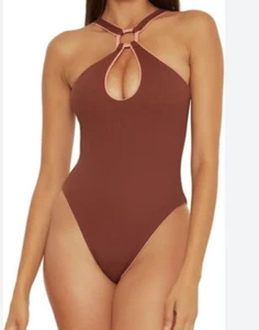 Becca Rebecca Virtue Modern Edge Rib Mikayla High Neck & High Leg 1pc Coconut Sm - Picture 1 of 8