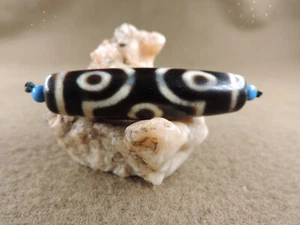 Tibetan Old Agate 6 Eyes Dzi Beads Amulet Pendant Bracelet Ancient Gzi Bead J8 - Picture 1 of 9