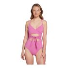 CALIA Tie Front One Piece Swimsuit Purple Women?s 10 Tummy Control Fixed Cups