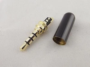 1x Black 3.5mm 1/8" 4 Pole Male Plug TRRS Repair Headphone Metal Audio Soldering - Picture 1 of 5