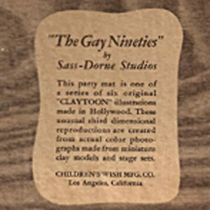 6 "CLAYTOON" Photographs "The Gay Nineties" Sass-Dorne Studios Party Mat c.1946 - Picture 1 of 7