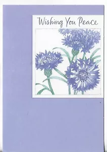 NEW Sympathy Card apx 4.75x6.75 Hallmark Wishing You Peace with Purple Flowers - Picture 1 of 3