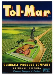 ORIGINAL CRATE LABEL VINTAGE 7x9 1952 FILE TOL MAR RANCH HOUSE GLENDALE ARIZONA - Picture 1 of 1