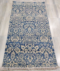Vintage Hand Knotted Rug for Kids Bedroom 100% Wool William Morris 3'3" x 6'7" - Picture 1 of 24