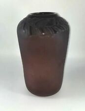 Vtg Loretta Eby Art Glass Cameo Vase Cut Polished Satin 9 ¼" Ornate Urn