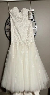 New tag Maggie Sottero Ivory/Blush Sz 12 Lace Fit -Flare Dress  Unaltered unworn - Image 1 of 4