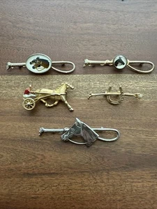 Lot Of 5 Vintage Equestrian Pins Horse Jockey Horseshoe - Picture 1 of 12