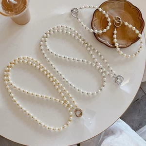 With Card Pearl Phone Lanyard 120cm Messenger Bag Chain Phone Case Lanyard Bag - Photo 1 sur 13