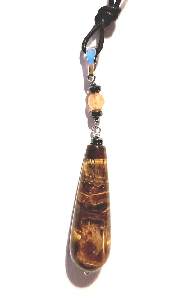 Ciondolo in argento 925 con pietra giada  occhio di tigre ematite goccia natale - Immagine 1 di 4