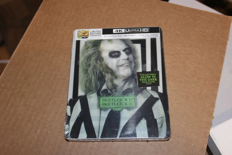 Beetlejuice Glow in the dark 4K ultra HD steelbook w/sticker & top wrapper New! - Image 1 of 1