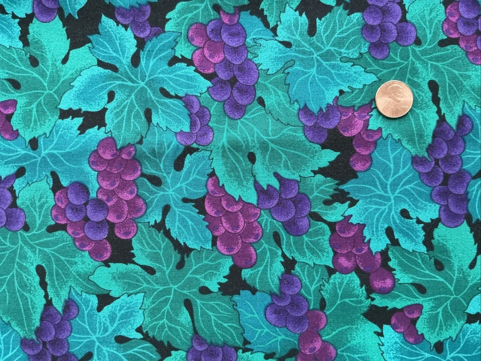 Hoffman Windsor Collection  2 Yd 14” x  43” Prewashed Cotton Grapes Leaves - Image 1 of 4