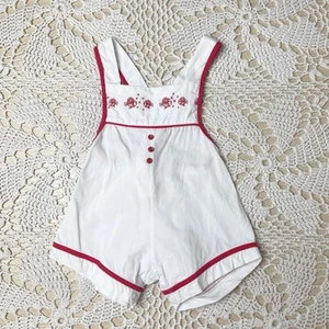 Vintage 1950s Carter's Baby Boy Newborn Fish Design White Shortall Romper - Picture 1 of 4