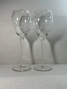 Kristall langer Stiel schwarz Wirbel mundgeblasen Wein klar Getränk Glas Kelch Bargeschirr 2 - Bild 1 von 9