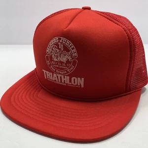 80's Triathlon SnapBack Trucker Hat Miners Jubilee Baker Oregon Trail Foam Mesh - Picture 1 of 9
