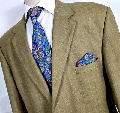 Club Room for Macy's Linen Silk Wool Sport Coat Blazer Brown Sharkskin 48 Long - Image 1 of 4