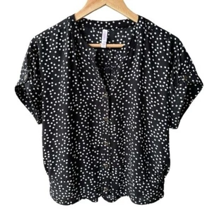 Blusa Top Xhilaration Negra Blanca Lunares Abotonada Preppy Negocios Talla Mediana - Imagen 1 de 5