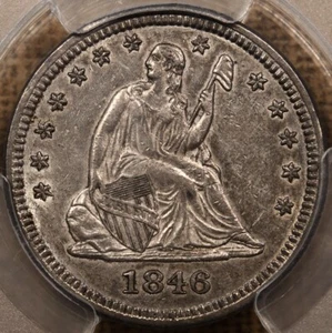 1846 Early date Liberty Seated quarter, PCGS AU53, super sweetDavidKahnRareCoins - Picture 1 of 4