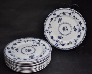 Royal Doulton Yorktown Set of 11 Bread Plates Blue Grapevine Ribbed Rice Rim - Picture 1 of 11